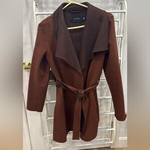 Wool Brown Wrap Belted Women's Coat